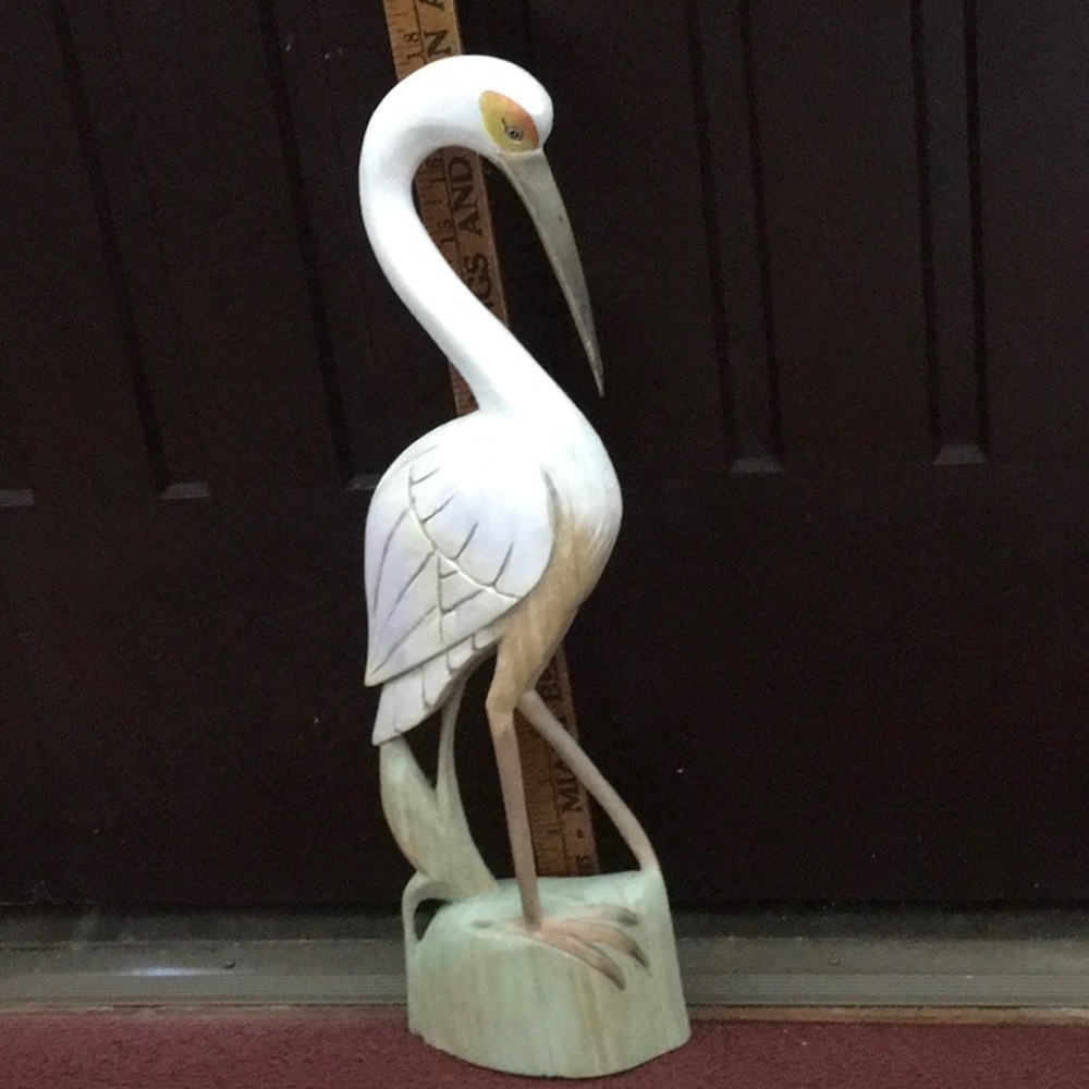 Wooden Great Egret Carving - Picture 2 of 3